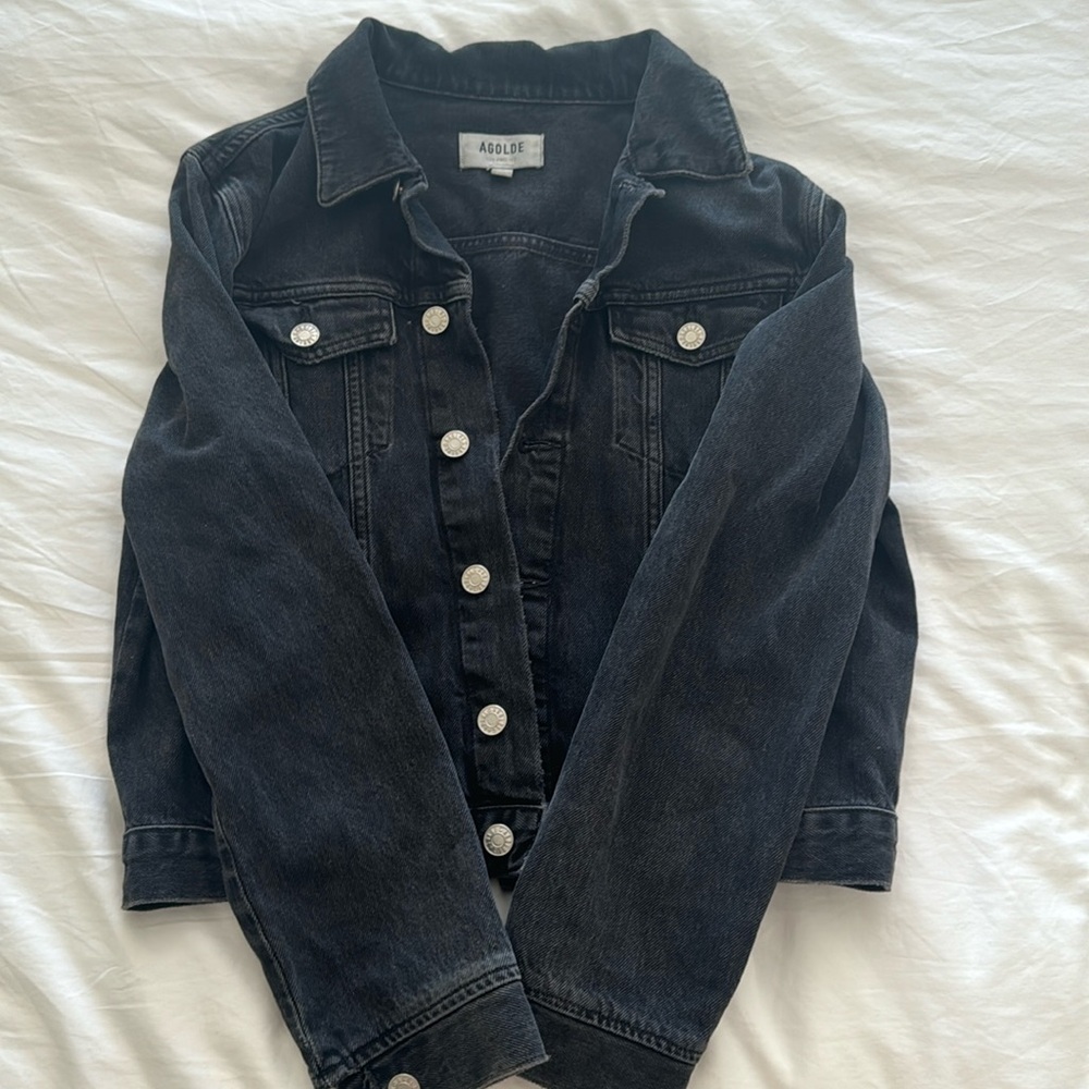 Agolde Black Washed Denim Jean Jacket
